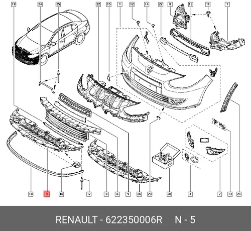 ЗАЩИТА БАМПЕРА ПЕРЕДНЕГО (RENAULT) 622350006R