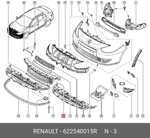Решетка радиатора RENAULT 622540015R