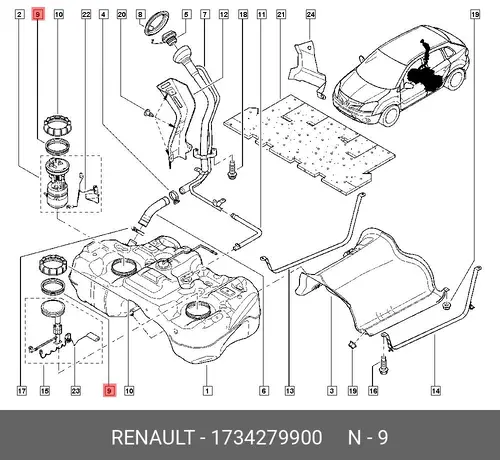 Кольцо уплотнительное автомобильное RENAULT 1734279900