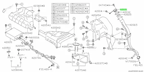 SUBARU КРЫШКА БЕНЗОБАКА 42031SA000