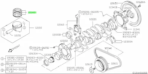 Кольца поршневые SUZUKI 1214054GA0