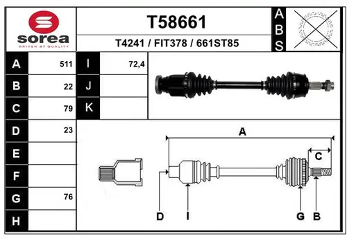 Полуось T58661 EAI