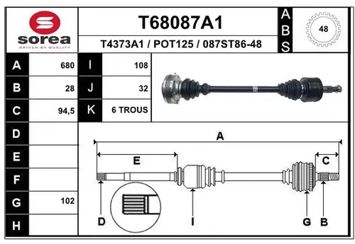 Полуось T68087A1 EAI