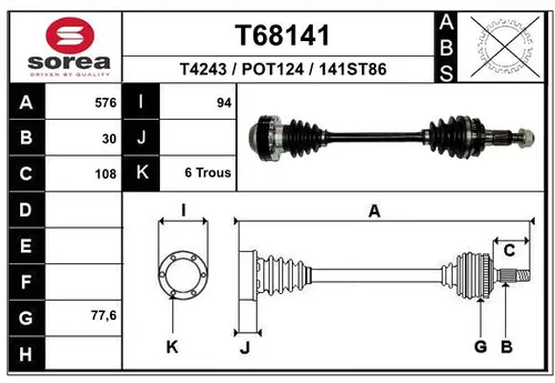 Полуось T68141 EAI