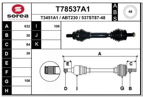 Полуось T78537A1 EAI