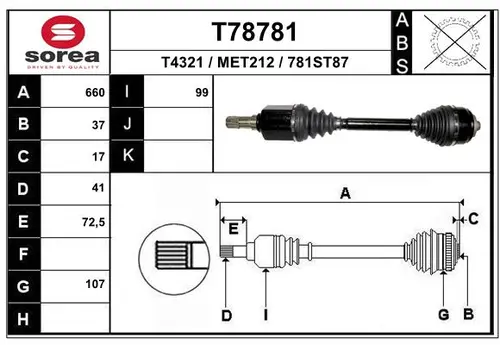 Полуось T78781 EAI