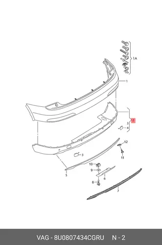  (8 ГР.), (AUDI), CПОЙЛЕР 8U0807434CGRU VAG