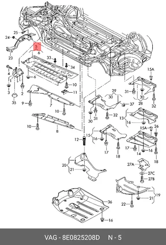 (8 ГР.), (AUDI), ОБШИВКА ДНИЩА 8E0825208D VAG