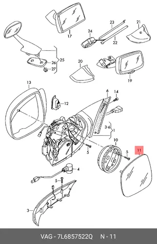 СТЕКЛО ЗЕРКАЛА 7L6857522Q VAG