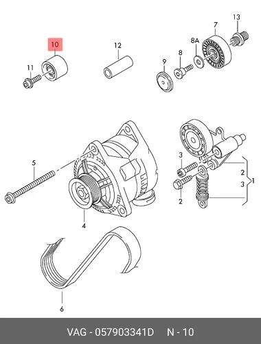  (AUDI), Pолик обводной 057903341D VAG