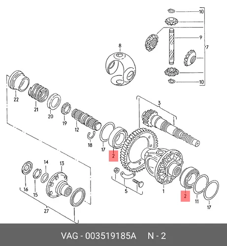 PОЛИКОПОДШИПНИК КОНИЧЕСКИЙ 003519185A VAG