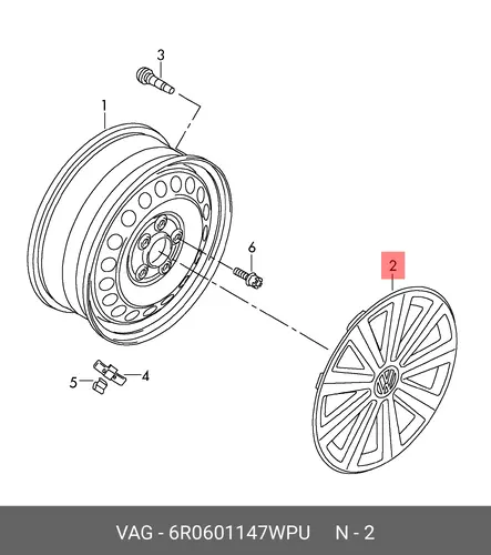  КОЛПАК КОЛЕСА 6R0601147WPU VAG