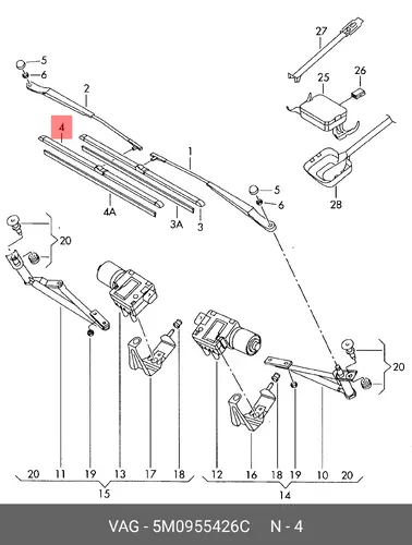 Щетка стеклоочистителя 5M0955426C VAG 700/28" мм/",
