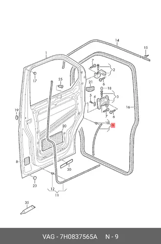 Уплотнитель двери VAG 7H0837565A