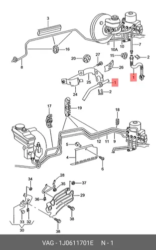 шланг тормозной перед. VW 1J0.611.701E VAG