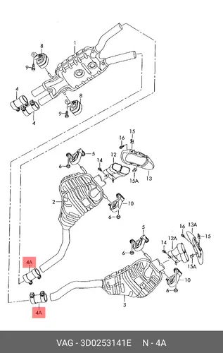 муфта глушителя Audi 3D0253141E VAG