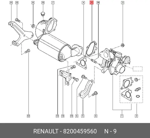 Прокладка турбины-катализатор 8200459560 RENAULT