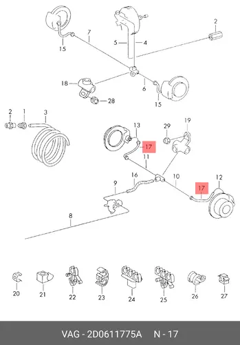 шланг тормозной задн. MB 2D0.611.775A VAG
