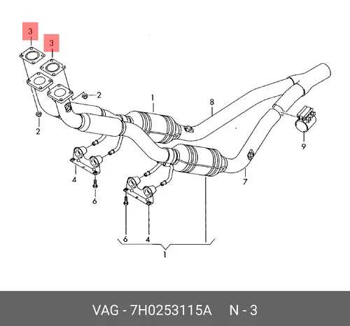 Прокладка глушителя VAG 7H0253115A