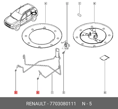 7703080111 клипса крпл накл арки колеса RENAULT