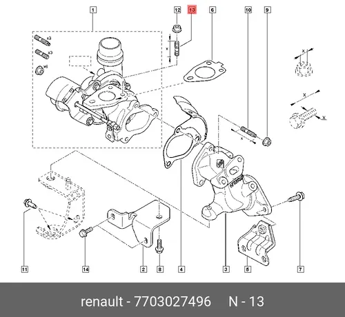 шпилька турбины!\ Renault 7703027496