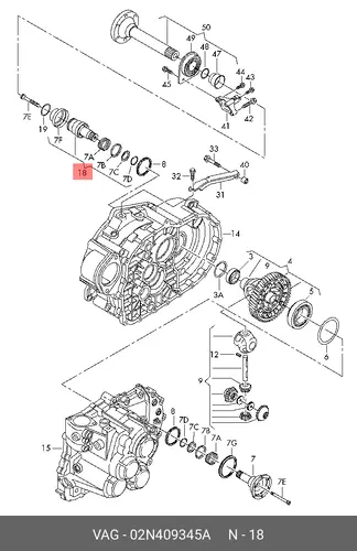 ВАЛ ПОЛУОСЕВОЙ 02N409345A VAG
