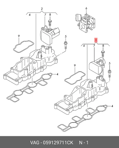 коллектор впускной левый!\ Audi A6/A8/Q7 04-11 059129711CK VAG