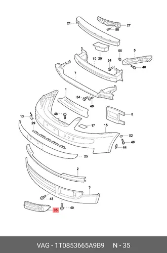 Решетка бампера VAG 1T0853665A9B9