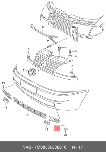 Решетка бампера VAG 7M0853683E01C