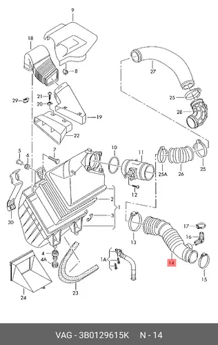 Шланг забо 3B0129615K VAG