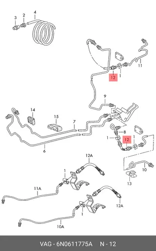 шланг тормозной задн. VW 6N0.611.775A VAG