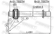 Вал приводной в сборе FEBEST 0312-YF6RH