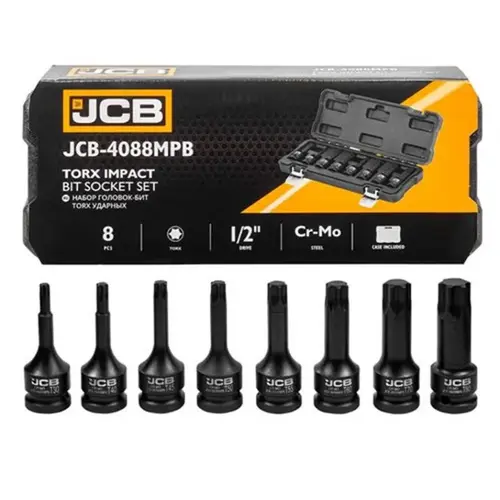 60977 Набор головок-бит TORX ударных 8пр. 1/2' JCB