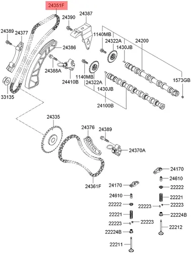 Hyundai/Kia,Цепь ГРМ Ceed 24351-2A001 MOBIS