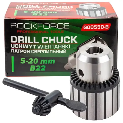 Патрон цанговый для дрели (5-20мм, B22) 61425 ROCK FORCE