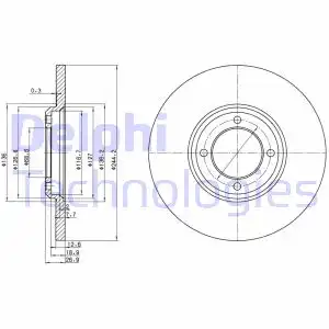 Тормозной диск DELPHI BG2061 полный , передняя ось