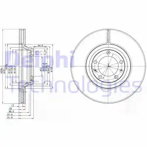 Тормозной диск DELPHI BG2199 вентилируемый , передняя ось