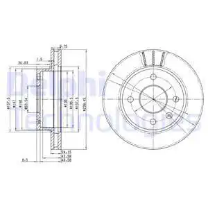 Тормозной диск DELPHI BG2367 вентилируемый , передняя ось