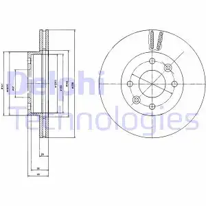 Тормозной диск DELPHI BG2371 вентилируемый , передняя ось