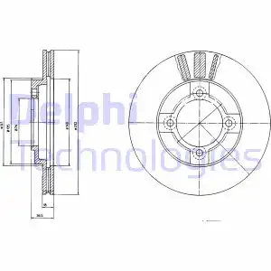 Тормозной диск DELPHI BG2564 вентилируемый , передняя ось