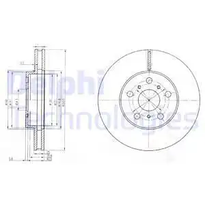 Тормозной диск DELPHI BG2711 вентилируемый , передняя ось