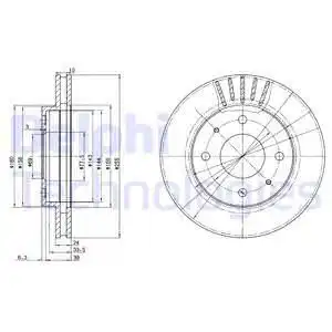 Тормозной диск DELPHI BG2763 вентилируемый , передняя ось