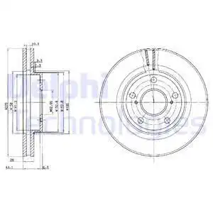 Тормозной диск DELPHI BG2782 вентилируемый , передняя ось