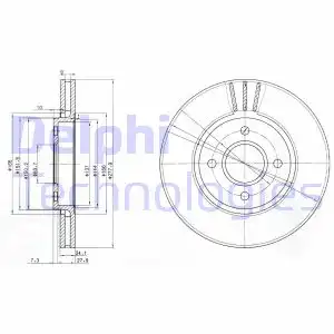 Тормозной диск DELPHI BG2813 вентилируемый , передняя ось