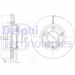 Тормозной диск DELPHI BG3085 вентилируемый , передняя ось