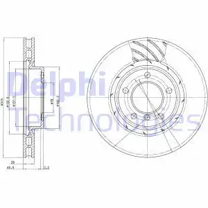 Тормозной диск DELPHI BG3215 вентилируемый , передняя ось