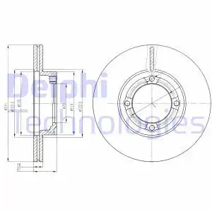 Тормозной диск DELPHI BG3220 вентилируемый , передняя ось
