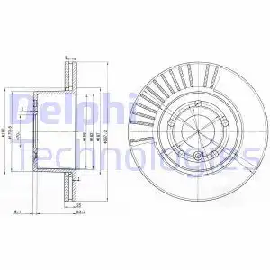 Тормозной диск DELPHI BG3737 вентилируемый , передняя ось