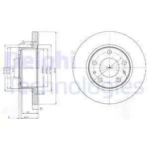 Тормозной диск DELPHI BG3752 полный , передняя ось