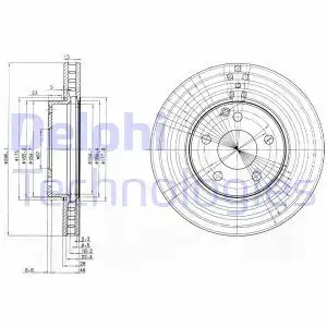 Тормозной диск DELPHI BG3755 вентилируемый , передняя ось